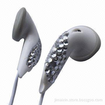 Crystal earphones, CE and FCC certified, RoHS Directive-compliant